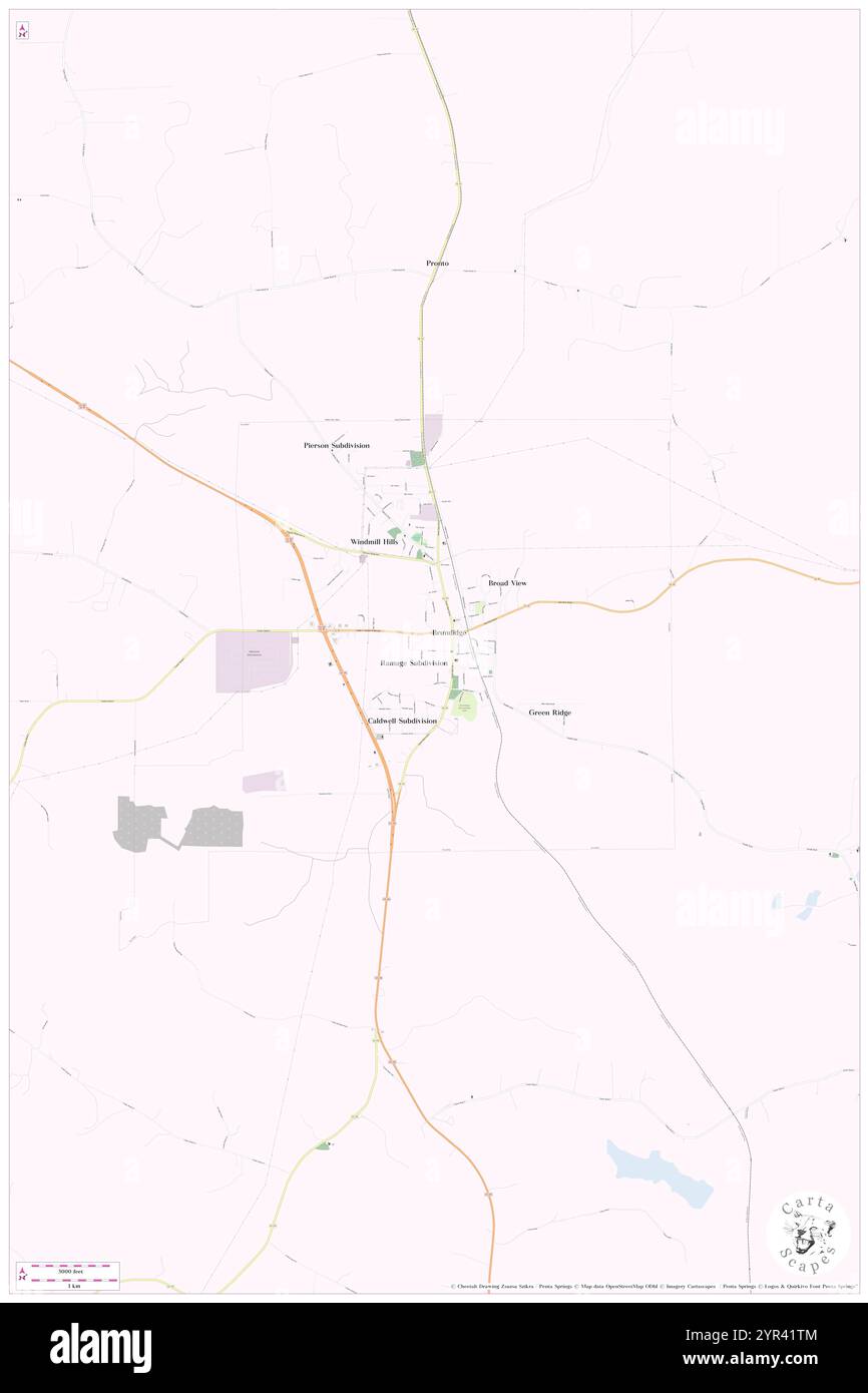 City of Brundidge, Pike County, US, United States, Alabama, N 31 43' 5'', S 85 49' 4'', map, Cartascapes Map published in 2024. Explore Cartascapes, a map revealing Earth's diverse landscapes, cultures, and ecosystems. Journey through time and space, discovering the interconnectedness of our planet's past, present, and future. Stock Photo