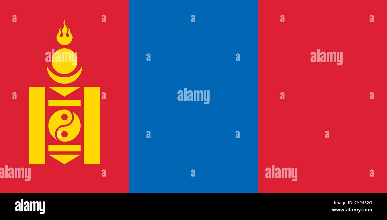 Mongolia flag in official colors, dimensions and aspect ratio. Vector ...
