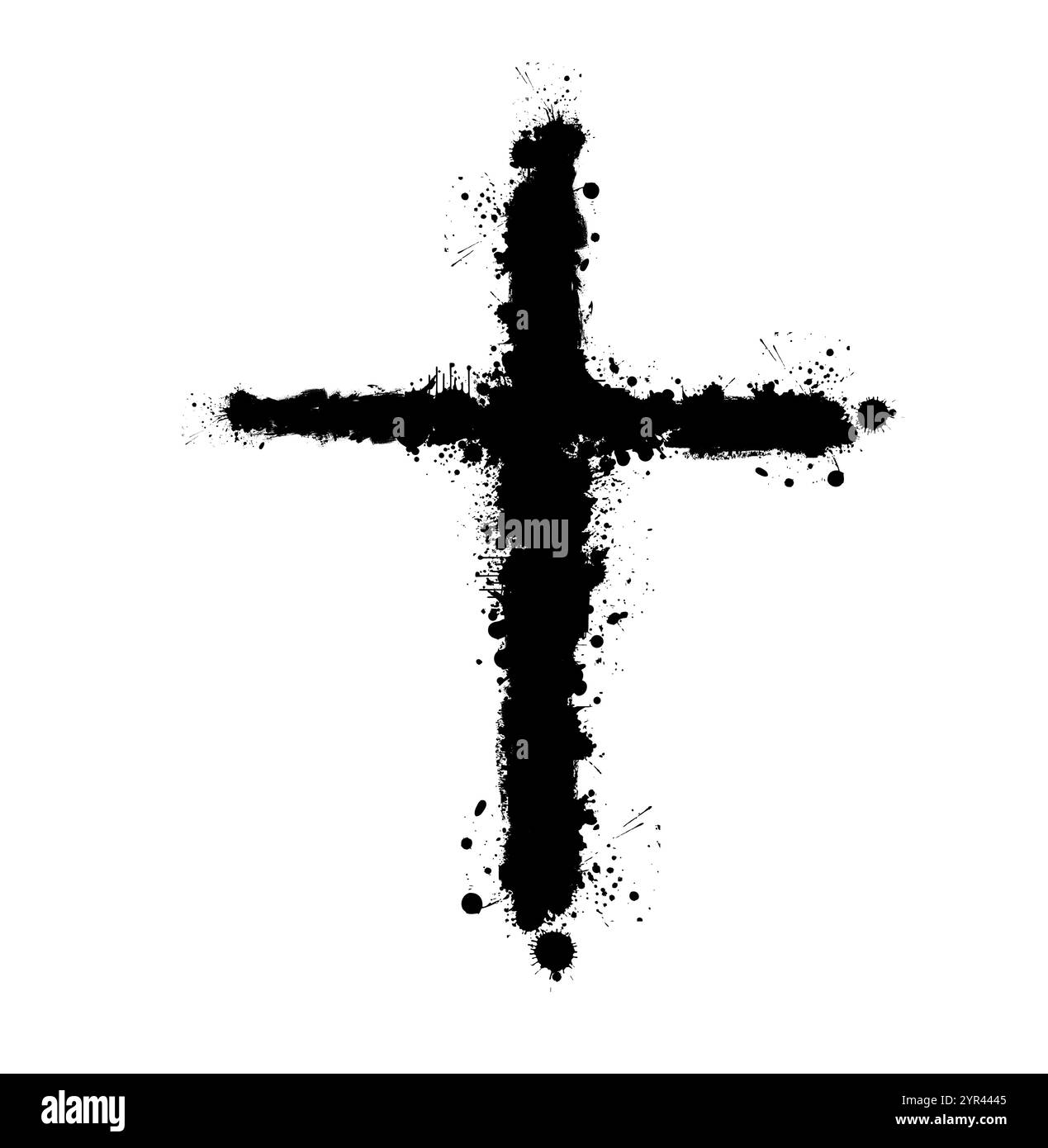Christian cross vector. Black blotted cross. hand drawn. Not AI, Vector ...