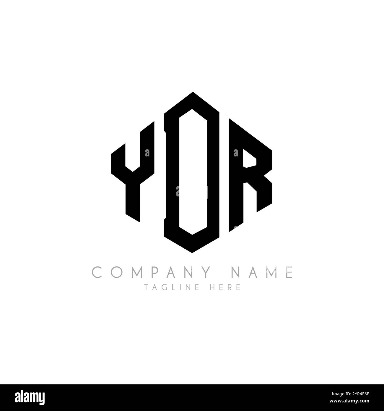 YDR letter logo design with polygon shape. YDR polygon and cube shape logo design. YDR hexagon vector logo template white and black colors. YDR monogr Stock Vector