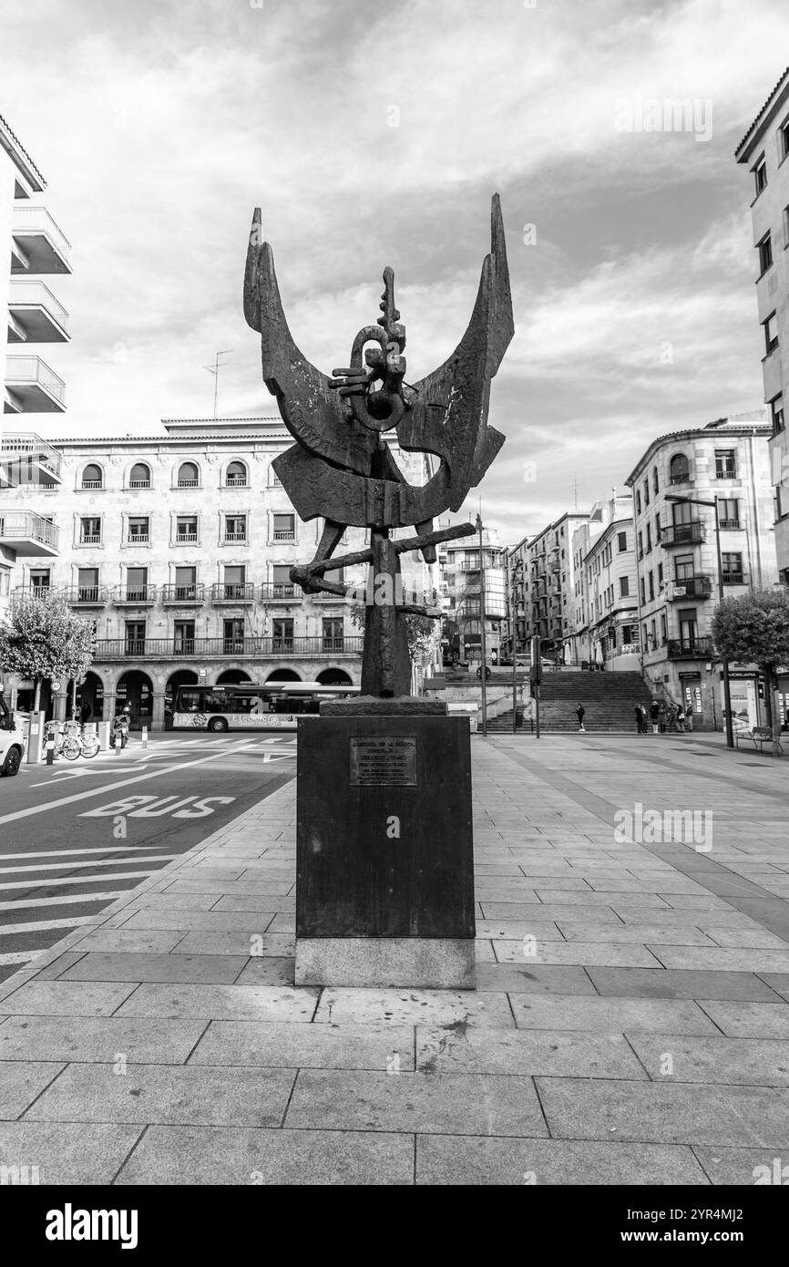 Salamanca, Spain-FEB 20, 2022: The Plaza Mayor of Salamanca is an urban space built as a main square that over time has become the center of social li Stock Photo