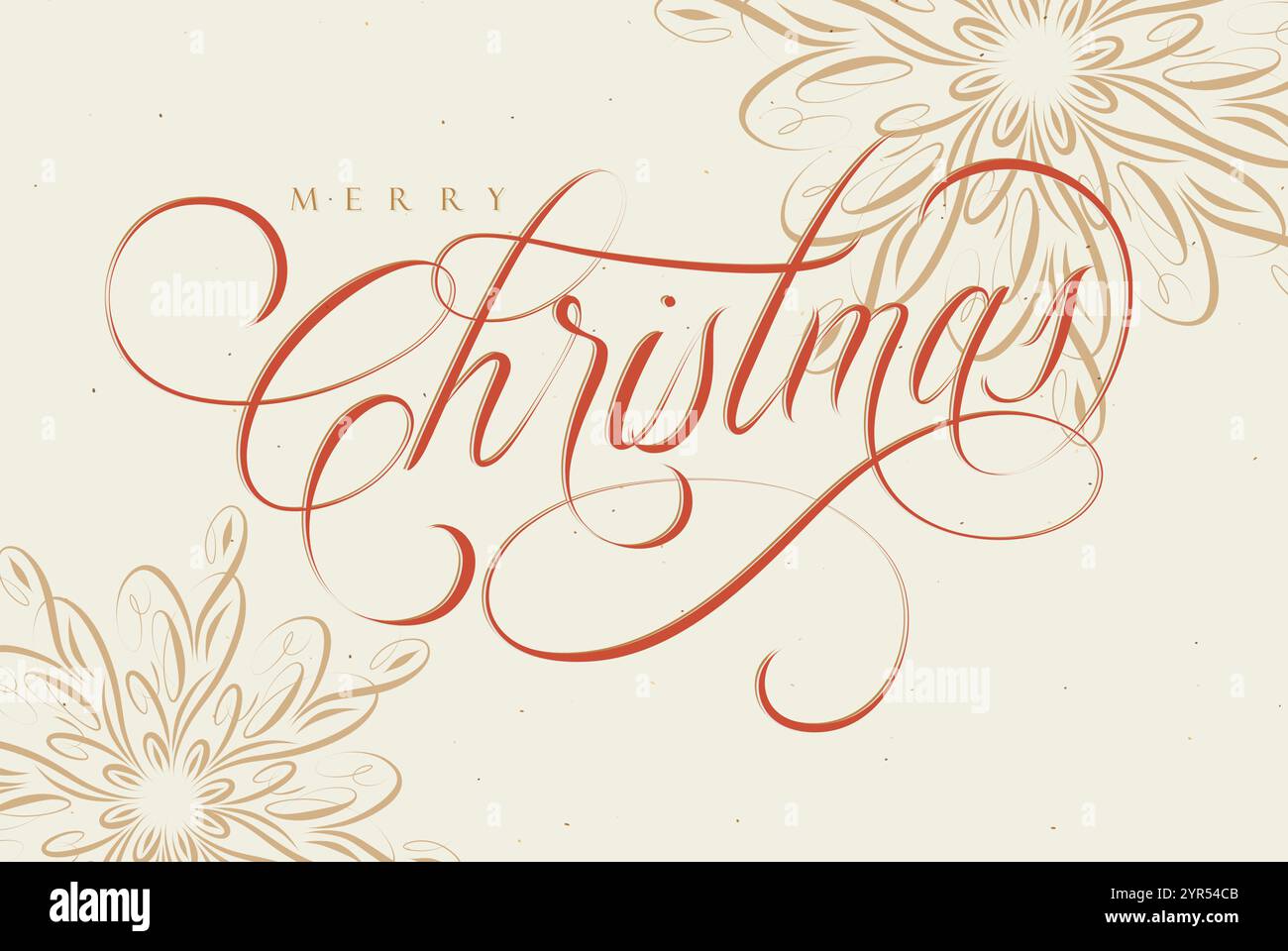 Merry Christmas handwritten calligraphic lettering with floral ...