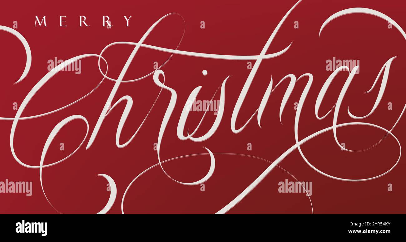 Merry Christmas handwritten calligraphic lettering with floral ...
