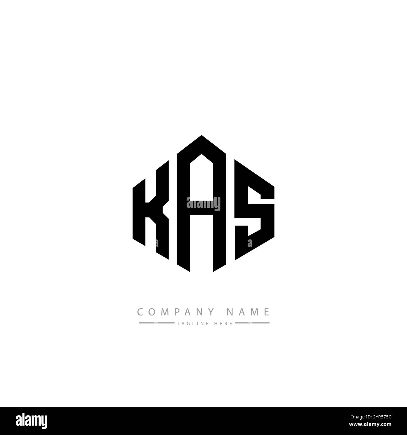 KAS letter logo design with polygon shape. KAS polygon and cube shape logo design. KAS hexagon vector logo template white and black colors. KAS monogr Stock Vector