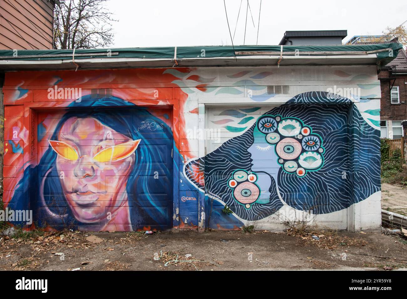 Curtia Wright garage door mural on McCaul Street in downtown Toronto ...