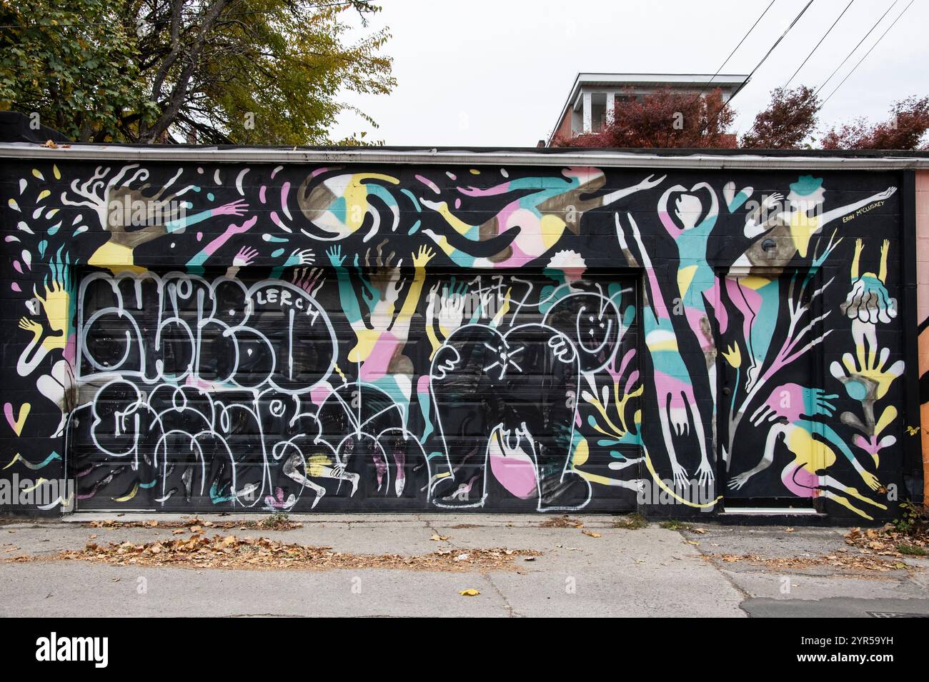 Lerch people swimming and cheeky bum mural on McCaul Street in downtown Toronto, Ontario, Canada Stock Photo