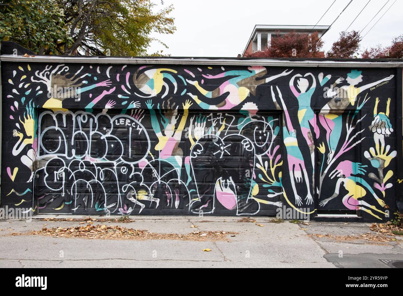 Lerch people swimming and cheeky bum mural on McCaul Street in downtown Toronto, Ontario, Canada Stock Photo