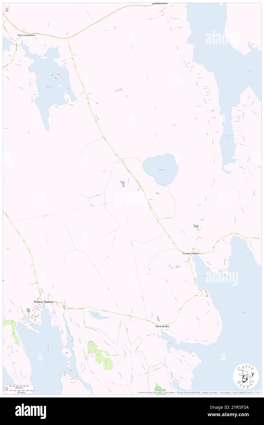 Town of Gouldsboro, Hancock County, US, United States, Maine, N 44 25' 26'', S 68 2' 56'', map, Cartascapes Map published in 2024. Explore Cartascapes, a map revealing Earth's diverse landscapes, cultures, and ecosystems. Journey through time and space, discovering the interconnectedness of our planet's past, present, and future. Stock Photo