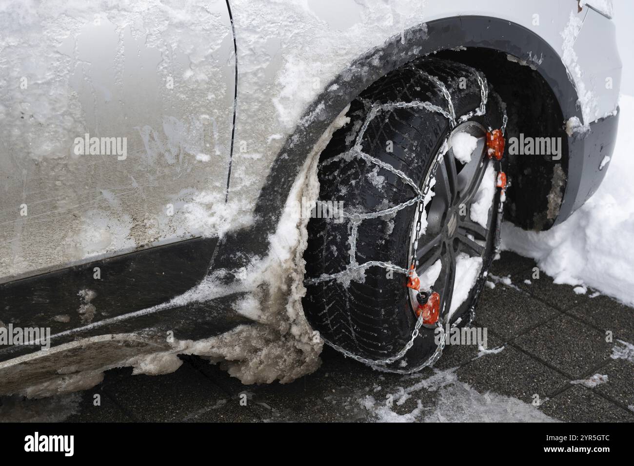 Car snow chains Stock Photo