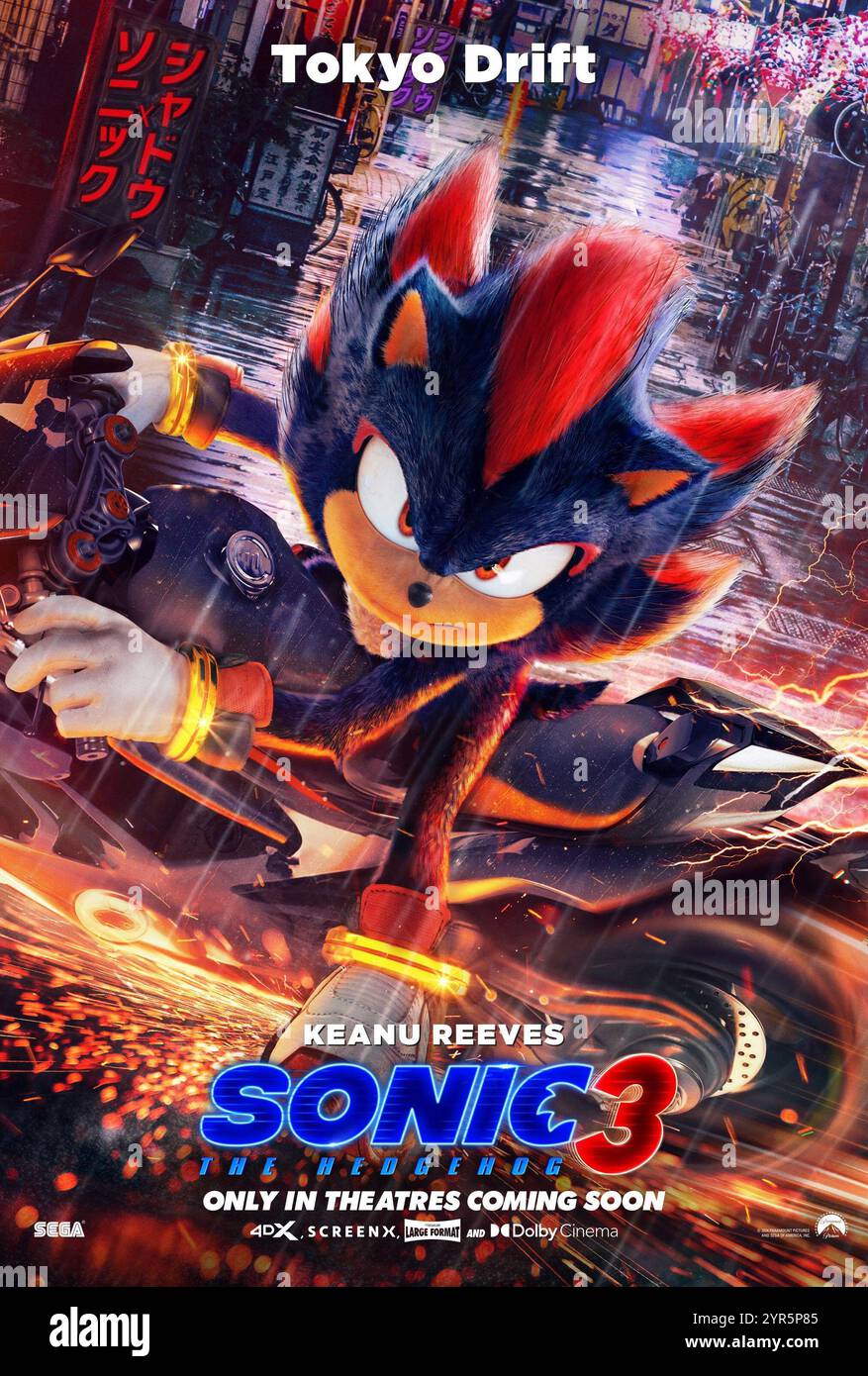 SONIC THE HEDGEHOG 3, character poster, Shadow (voice: Keanu Reeves ...