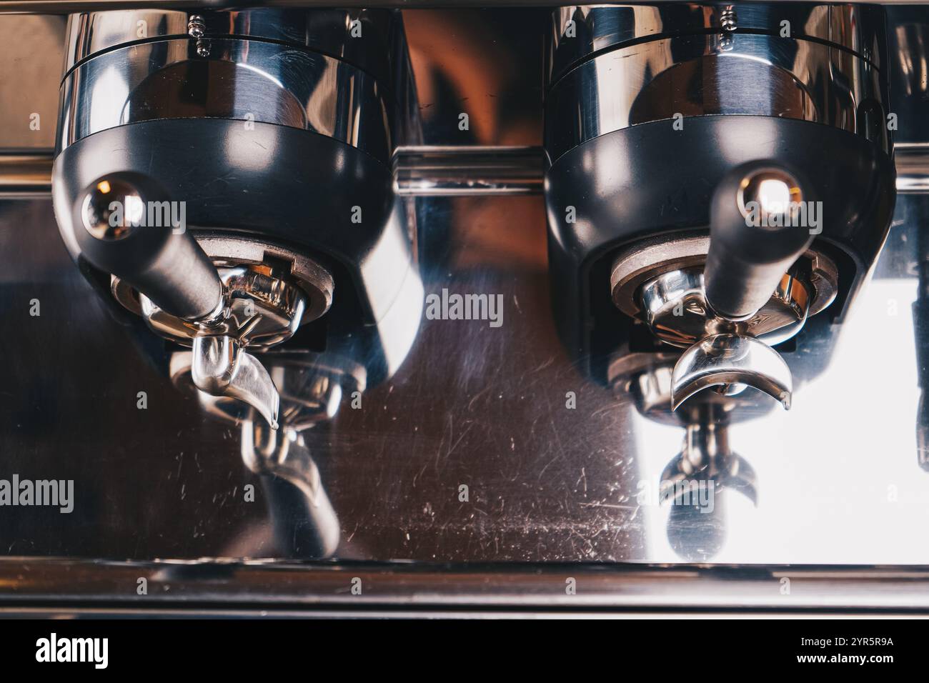 The coffee maker takes center stage in the coffee shop, its polished ...