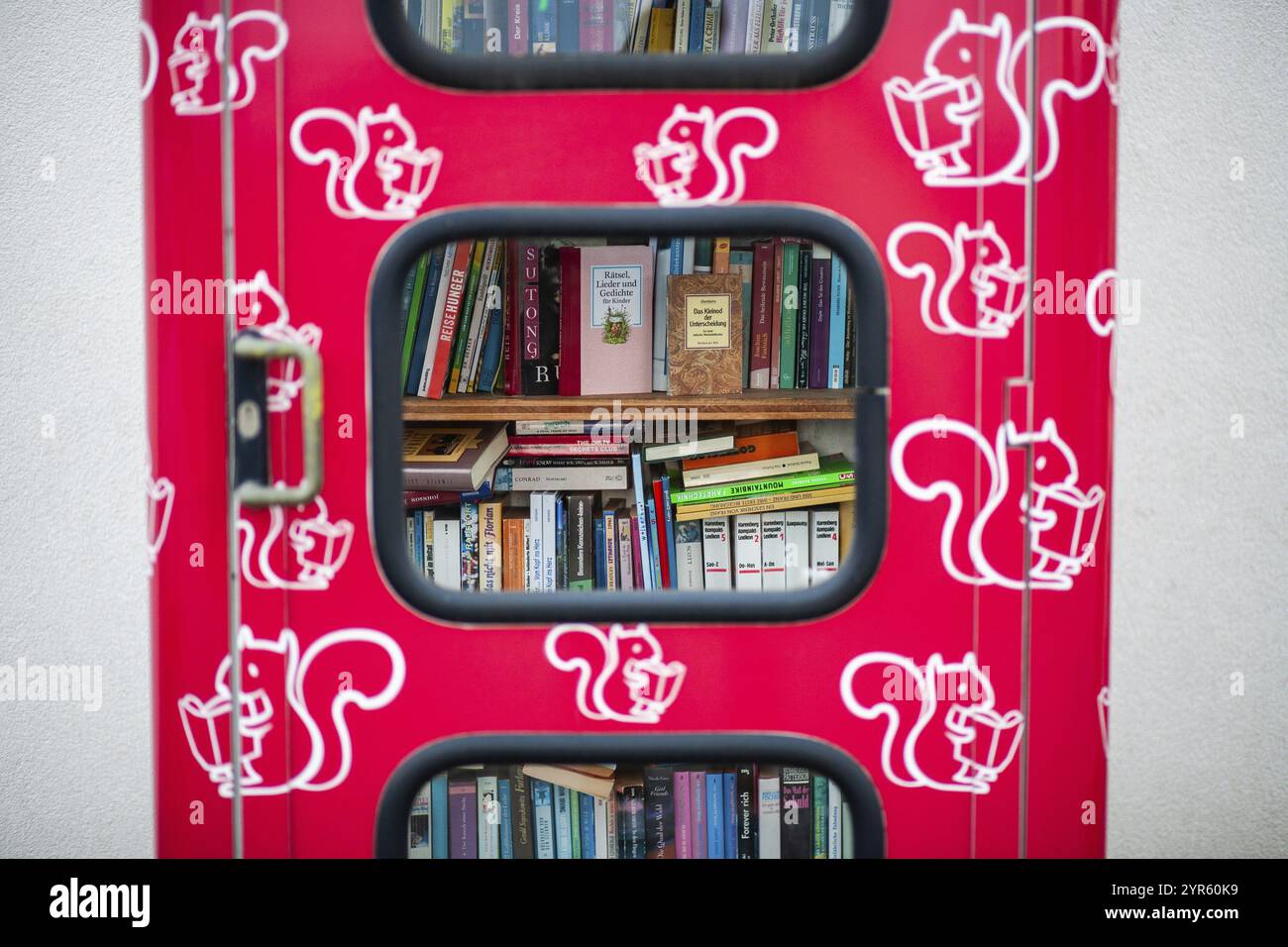 Book petrol station, telephone box as a library, detail, Hofstaetten an der Raab, Styria, Austria, Europe Stock Photo