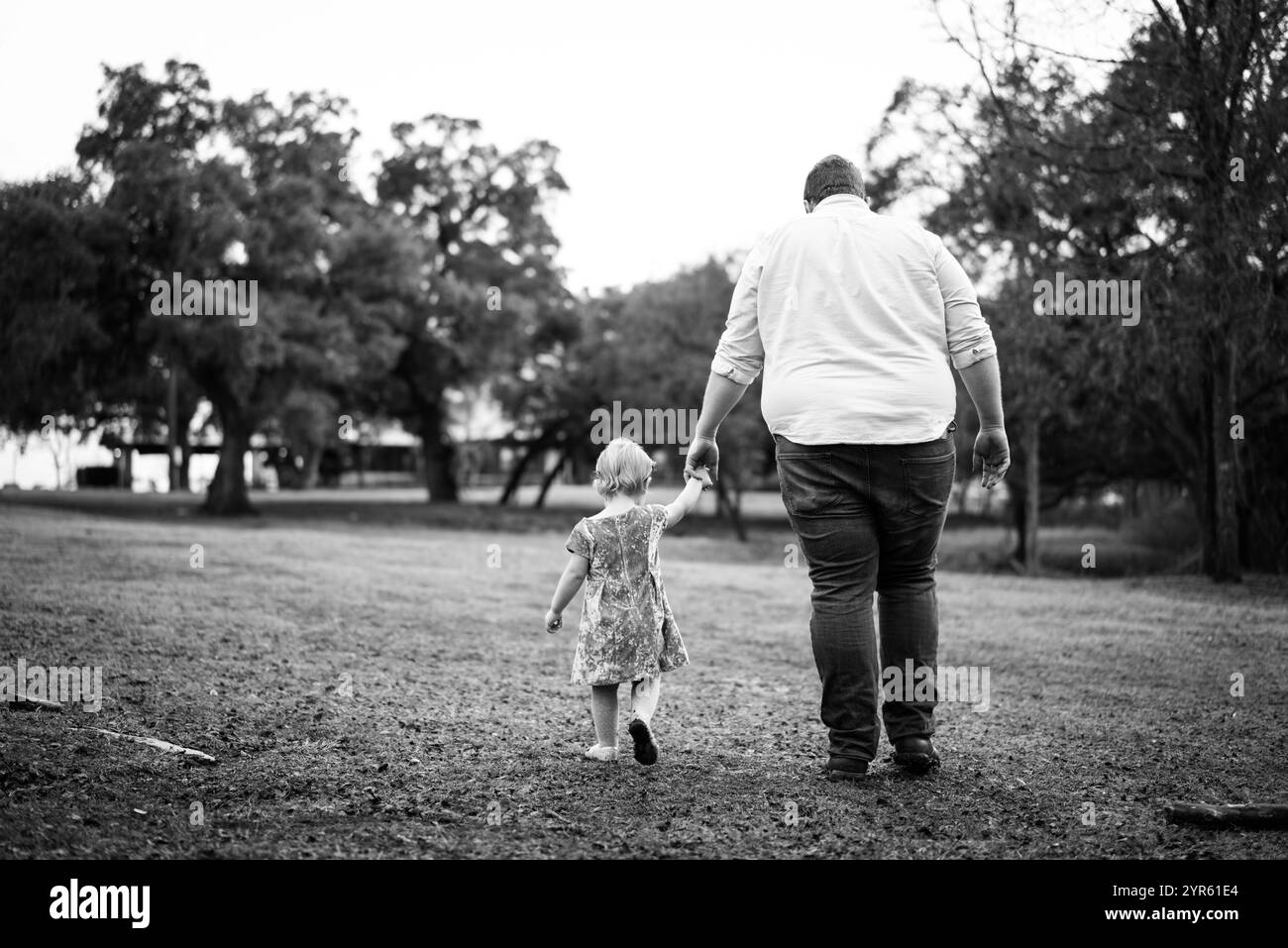 Father and Daughter Walking Hand in Hand in the Park Stock Photo - Alamy