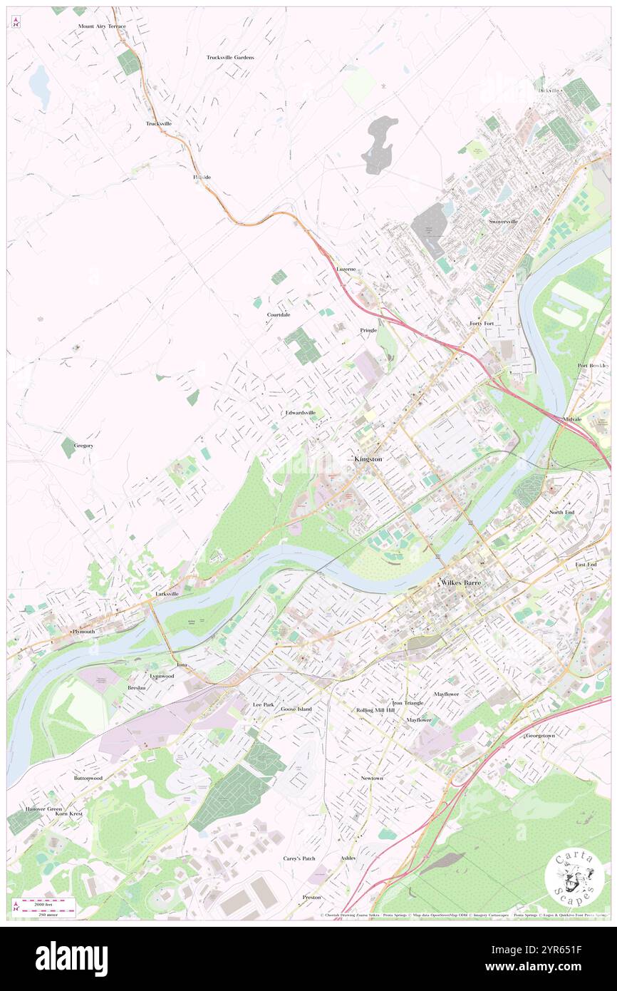 Borough of Edwardsville, Luzerne County, US, United States, Pennsylvania, N 41 15' 41'', S 75 54' 25'', map, Cartascapes Map published in 2024. Explore Cartascapes, a map revealing Earth's diverse landscapes, cultures, and ecosystems. Journey through time and space, discovering the interconnectedness of our planet's past, present, and future. Stock Photo