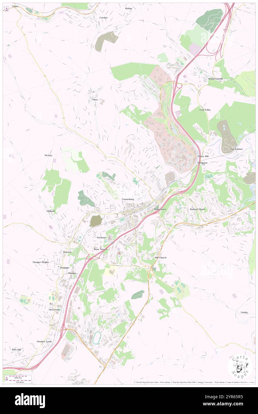 Borough of Canonsburg, Washington County, US, United States, Pennsylvania, N 40 15' 51'', S 80 11' 12'', map, Cartascapes Map published in 2024. Explore Cartascapes, a map revealing Earth's diverse landscapes, cultures, and ecosystems. Journey through time and space, discovering the interconnectedness of our planet's past, present, and future. Stock Photo