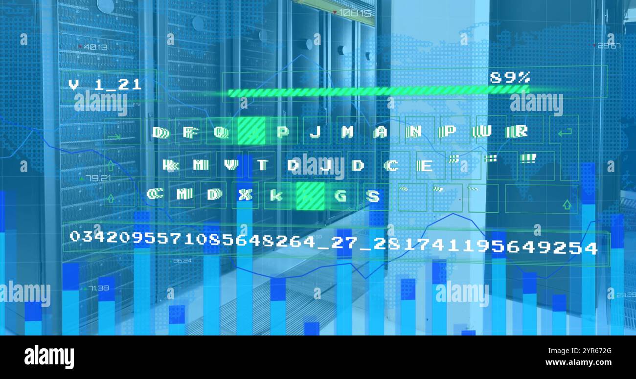 Image of data processing over computer servers Stock Photo