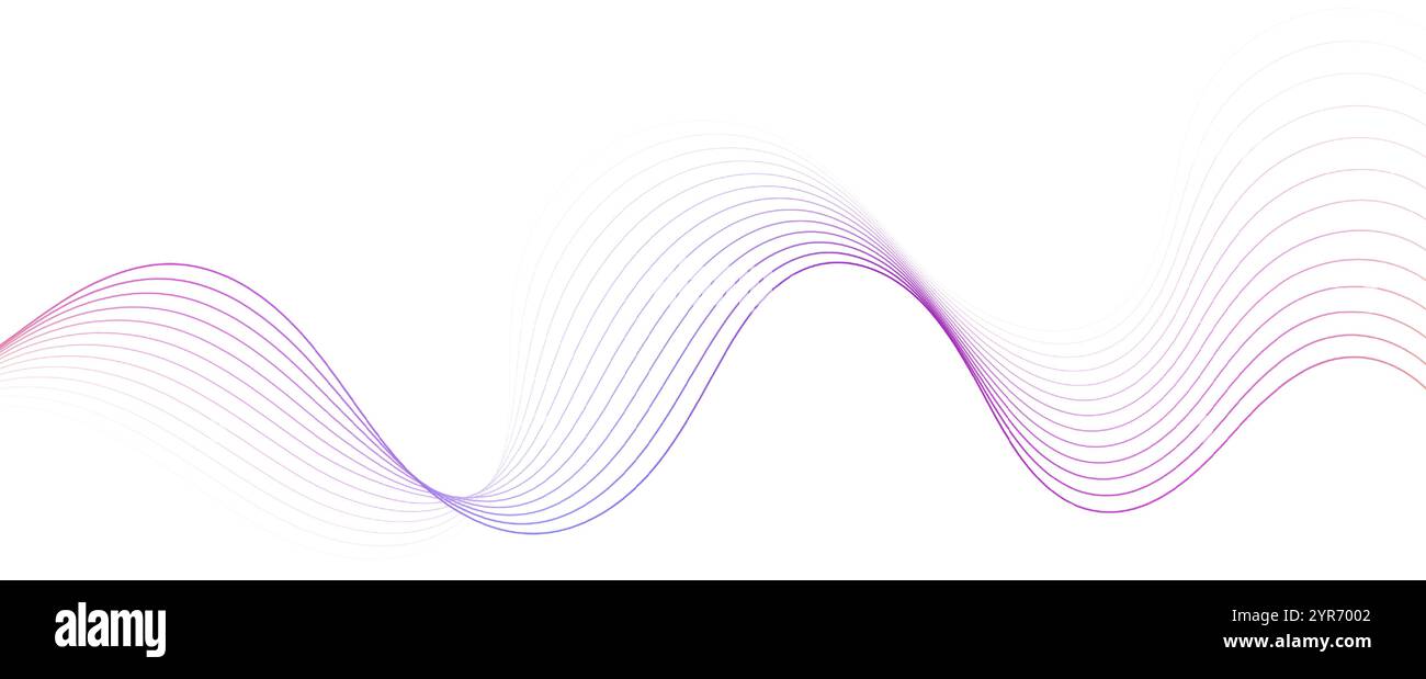 Abstract wave lines background, graphic thin curves design element, flow backdrop. Stock Vector