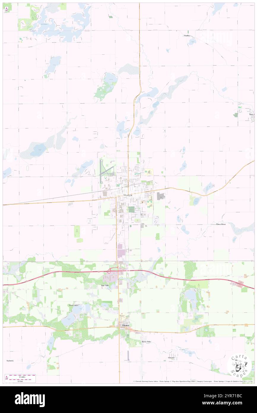 City of Sturgis, Saint Joseph County, US, United States, Michigan, N 41 48' 1'', S 85 25' 6'', map, Cartascapes Map published in 2024. Explore Cartascapes, a map revealing Earth's diverse landscapes, cultures, and ecosystems. Journey through time and space, discovering the interconnectedness of our planet's past, present, and future. Stock Photo