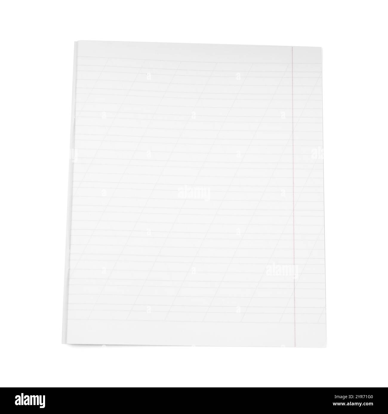 One open copybook isolated on white, top view. School stationery Stock ...