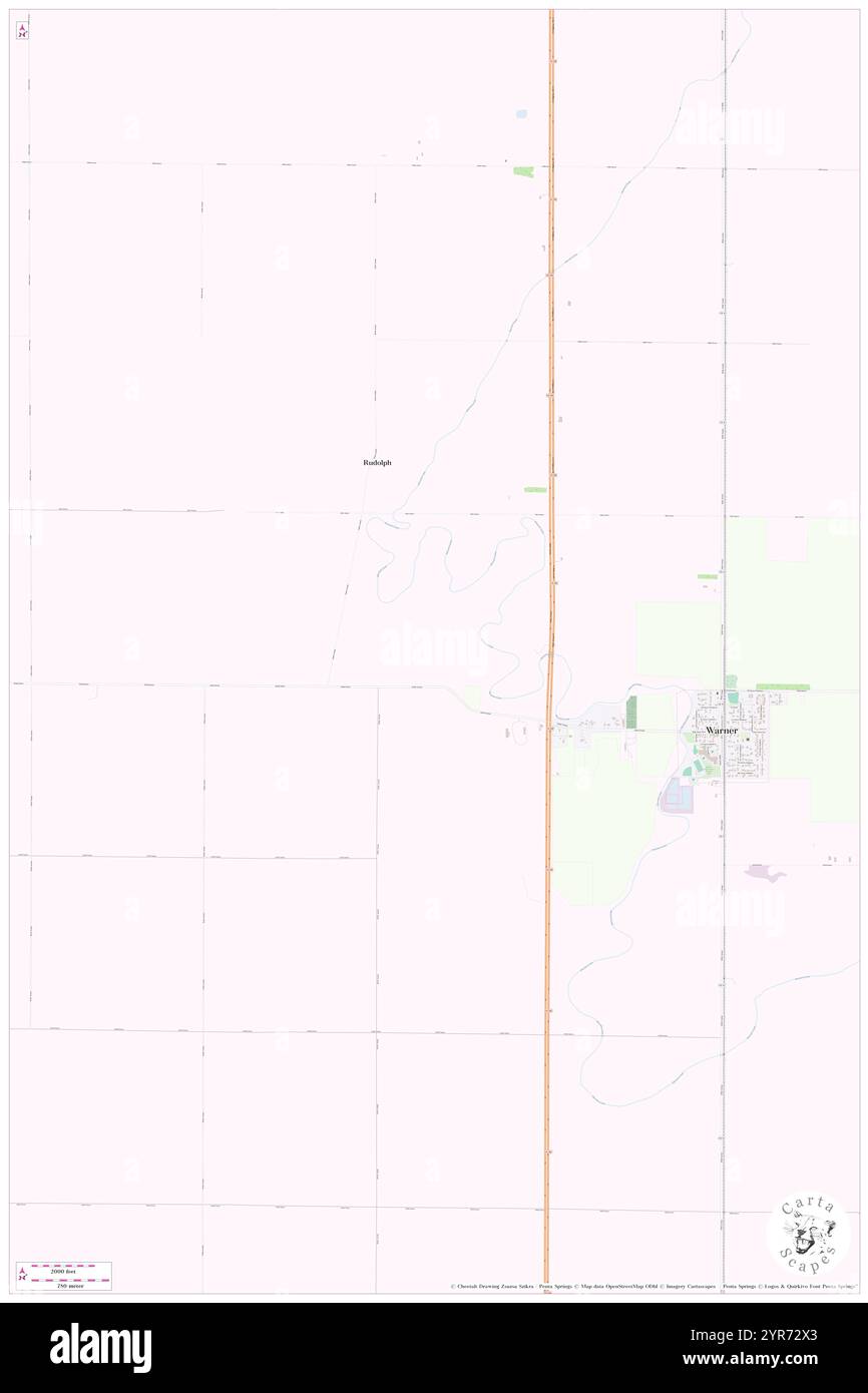 Township of Warner, Brown County, US, United States, South Dakota, N 45 19' 56'', S 98 31' 45'', map, Cartascapes Map published in 2024. Explore Cartascapes, a map revealing Earth's diverse landscapes, cultures, and ecosystems. Journey through time and space, discovering the interconnectedness of our planet's past, present, and future. Stock Photo