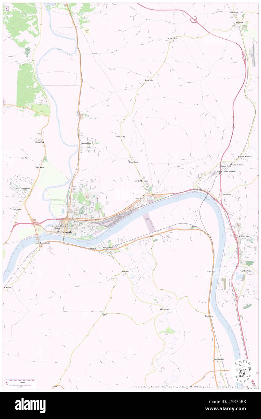 Map of portsmouth ohio cut out stock images pictures alamy