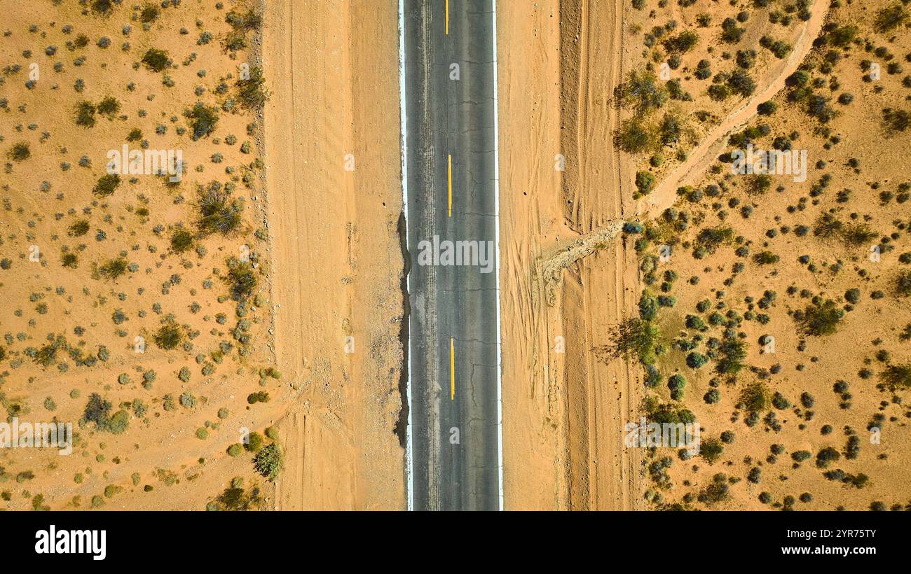 Aerial Desert Highway Over Nevada Boulder City Dry Lake Bed Stock Photo ...