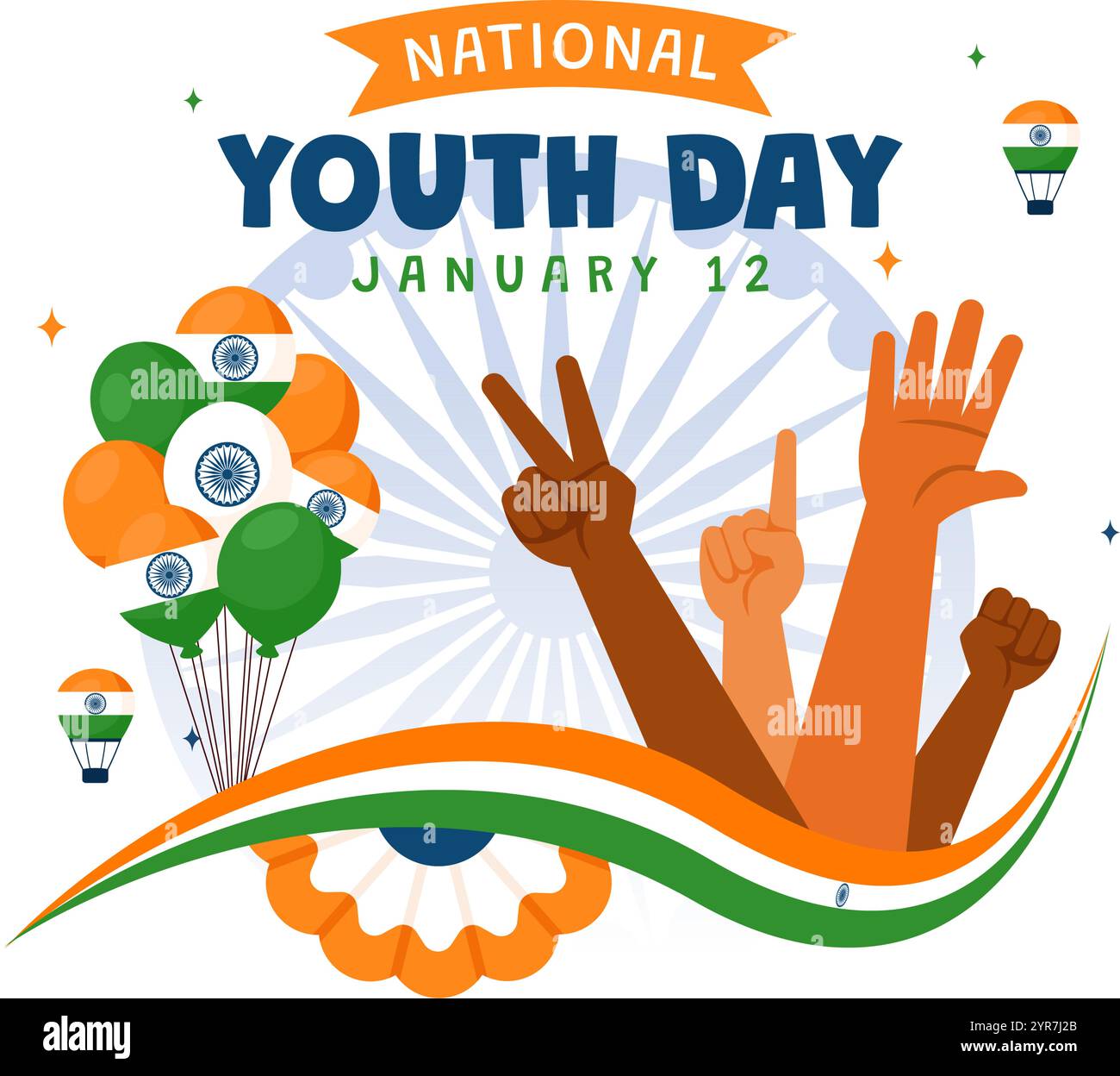 Happy International Youth Day in India Vector Illustration Celebrating ...
