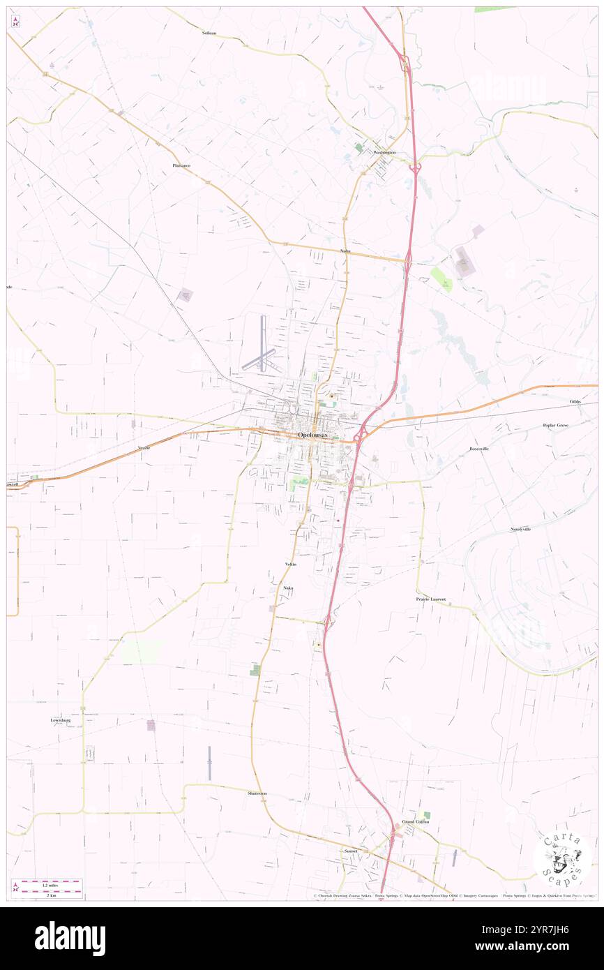 City of Opelousas, Saint Landry Parish, US, United States, Louisiana, N 30 31' 40'', S 92 5' 6'', map, Cartascapes Map published in 2024. Explore Cartascapes, a map revealing Earth's diverse landscapes, cultures, and ecosystems. Journey through time and space, discovering the interconnectedness of our planet's past, present, and future. Stock Photo