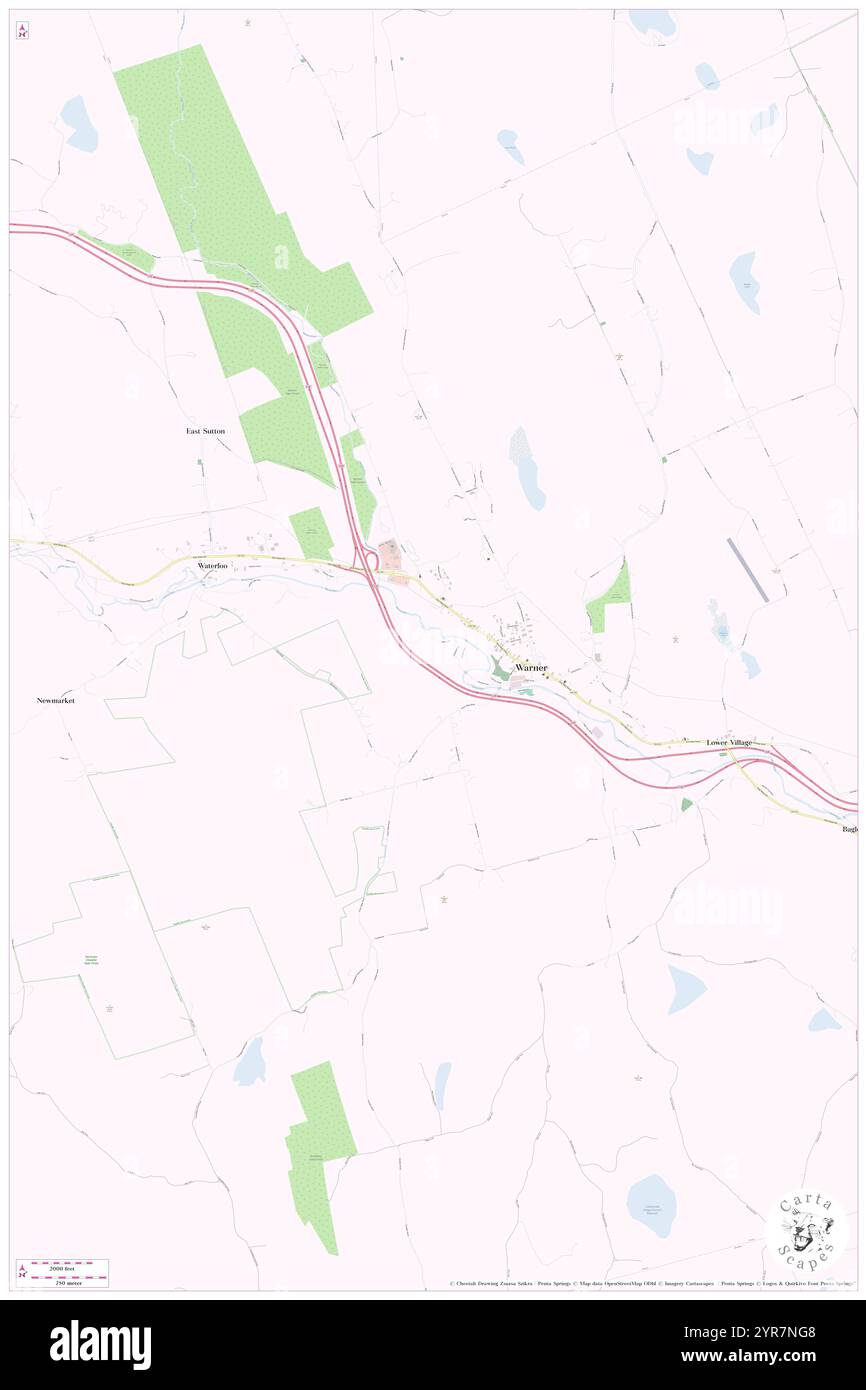 Town of Warner, Merrimack County, US, United States, New Hampshire, N 43 16' 55'', S 71 49' 42'', map, Cartascapes Map published in 2024. Explore Cartascapes, a map revealing Earth's diverse landscapes, cultures, and ecosystems. Journey through time and space, discovering the interconnectedness of our planet's past, present, and future. Stock Photo