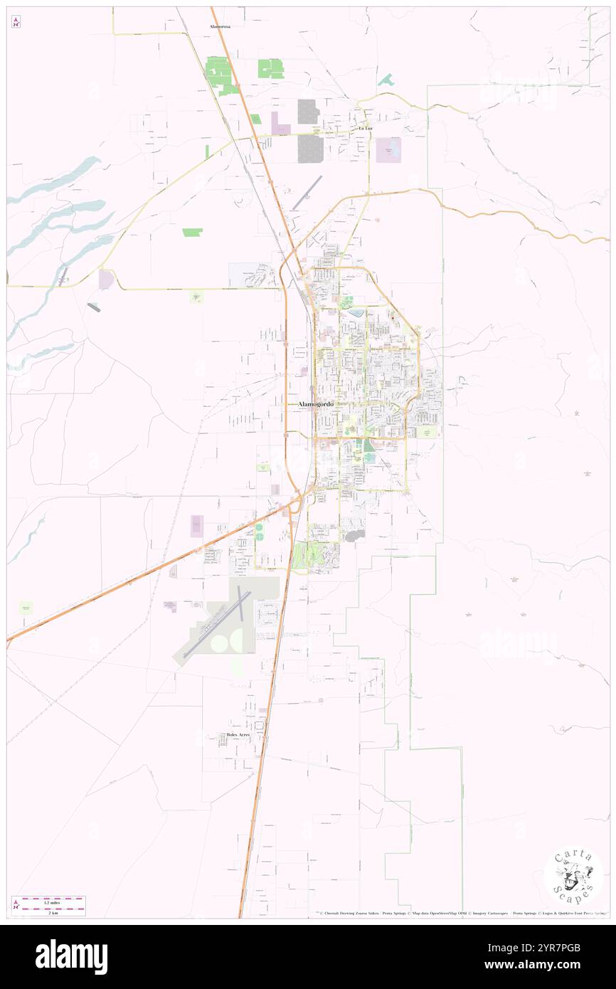 City of Alamogordo, Otero County, US, United States, New Mexico, N 32 53' 0'', S 105 57' 45'', map, Cartascapes Map published in 2024. Explore Cartascapes, a map revealing Earth's diverse landscapes, cultures, and ecosystems. Journey through time and space, discovering the interconnectedness of our planet's past, present, and future. Stock Photo