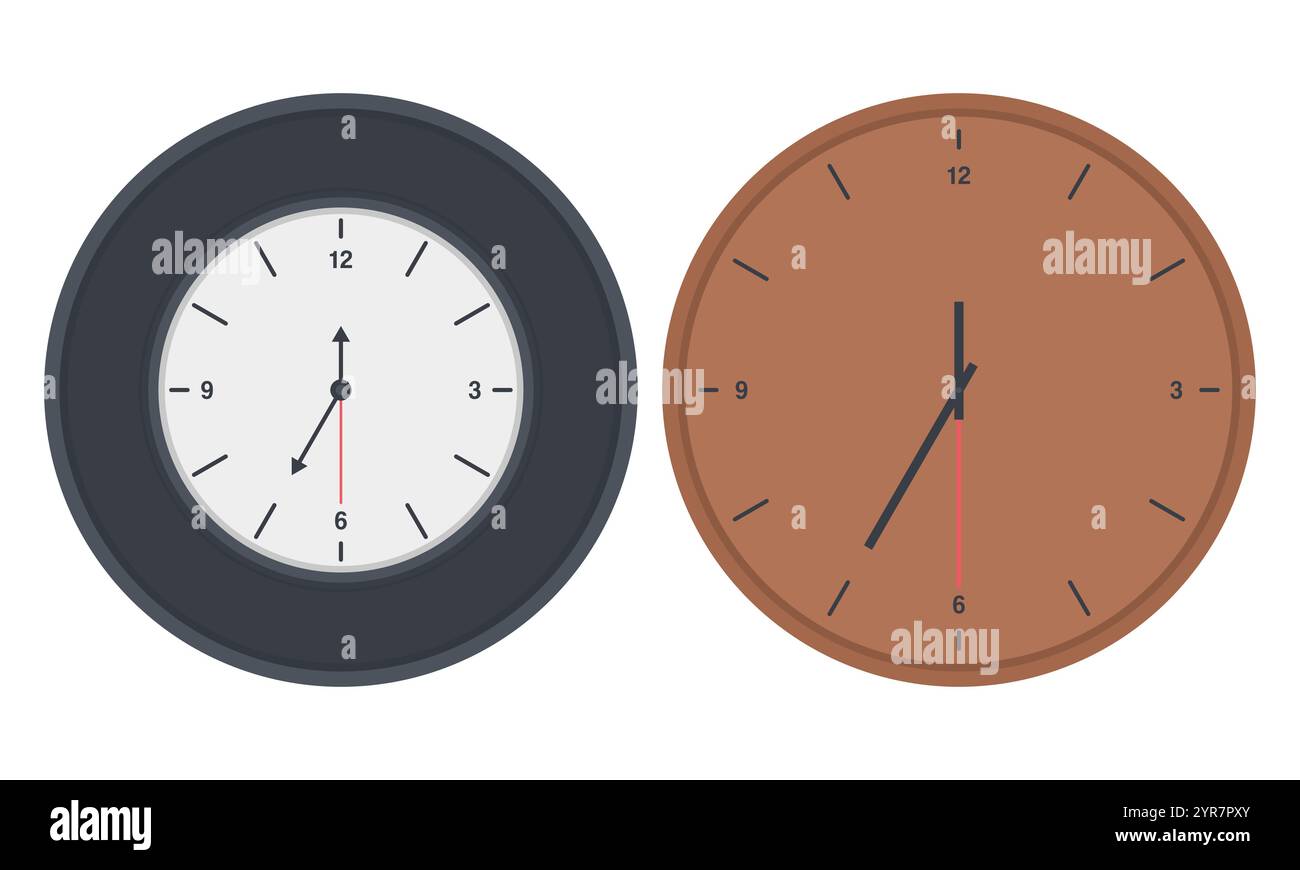 Wooden analog clock Stock Vector Images - Alamy
