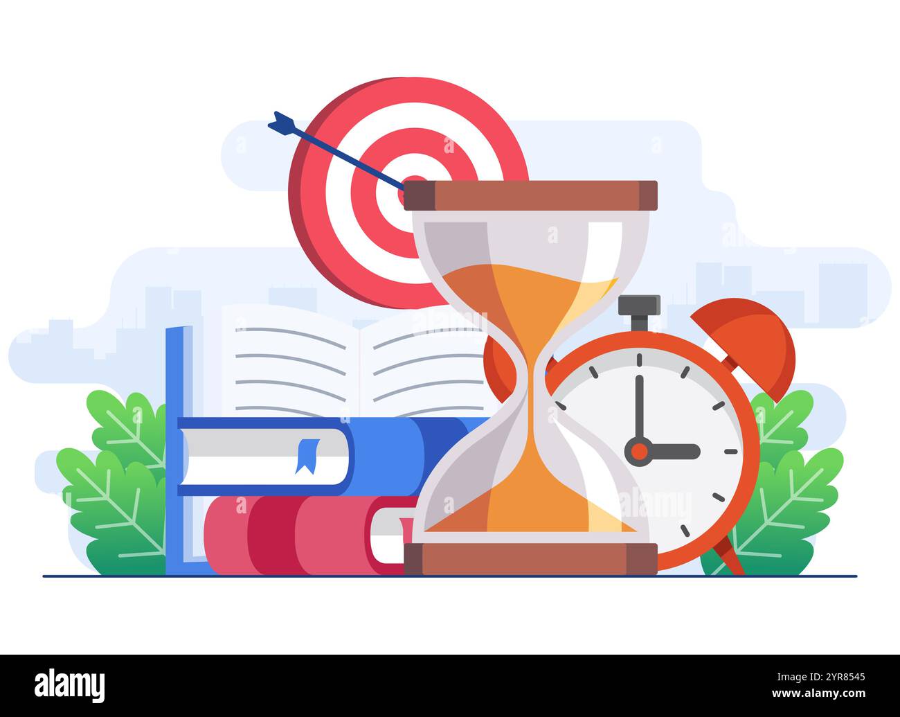 Exam deadline flat illustration vector concept, student learning before exam day, doing hard assignments, and preparing for module work, Stock Vector