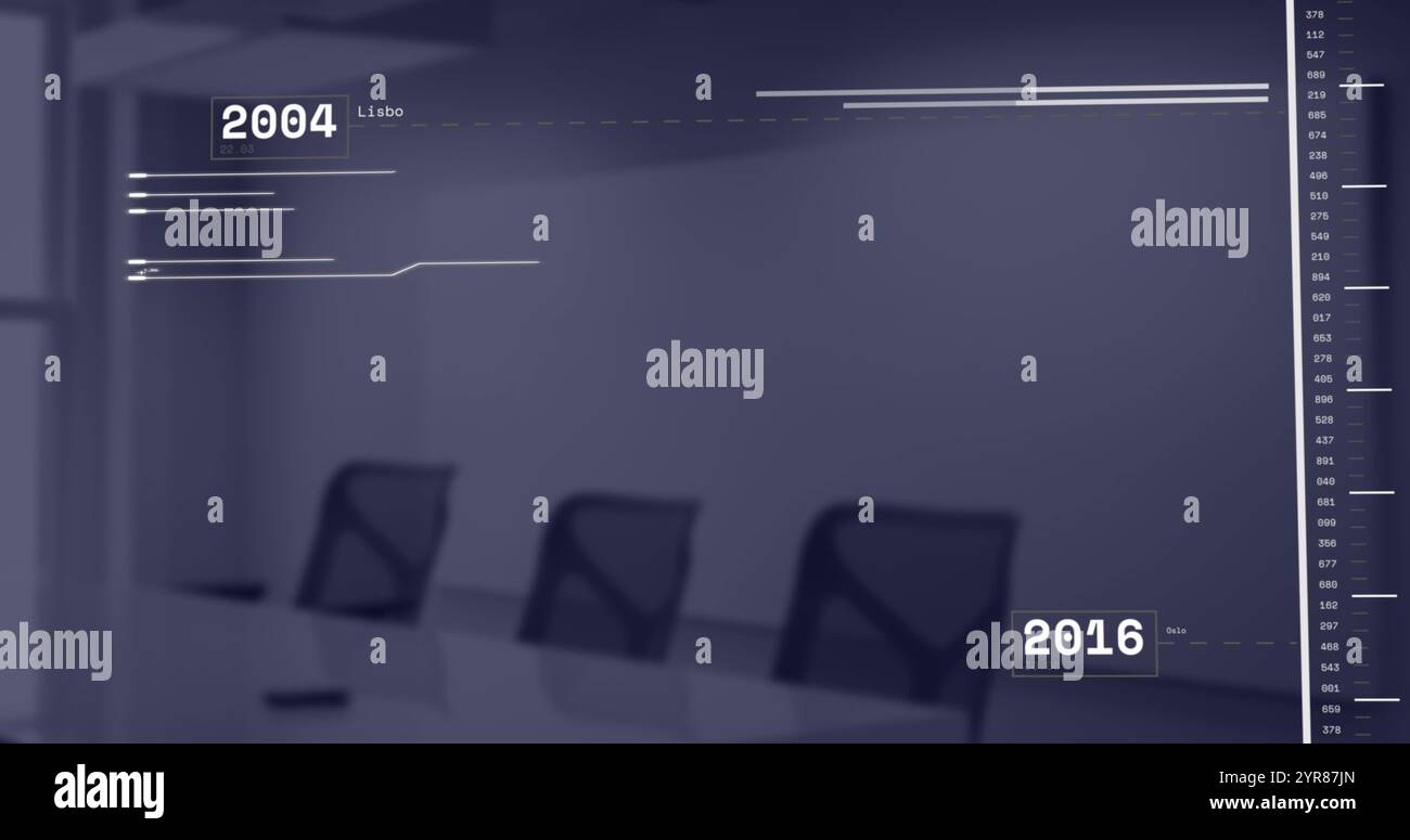 Image of data processing and diagrams over office Stock Photo - Alamy