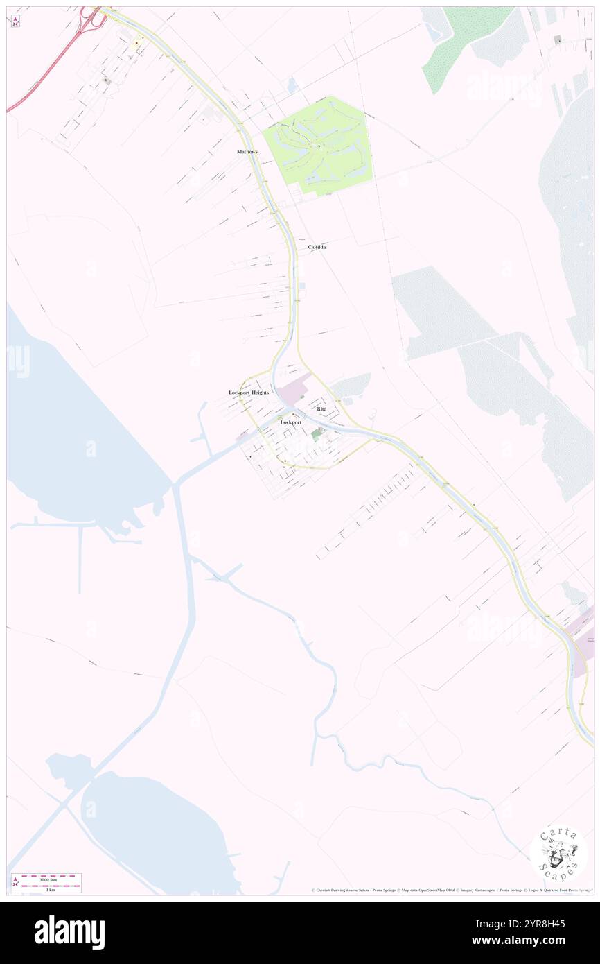 Town of Lockport, Lafourche Parish, US, United States, Louisiana, N 29 38' 30'', S 90 32' 15'', map, Cartascapes Map published in 2024. Explore Cartascapes, a map revealing Earth's diverse landscapes, cultures, and ecosystems. Journey through time and space, discovering the interconnectedness of our planet's past, present, and future. Stock Photo