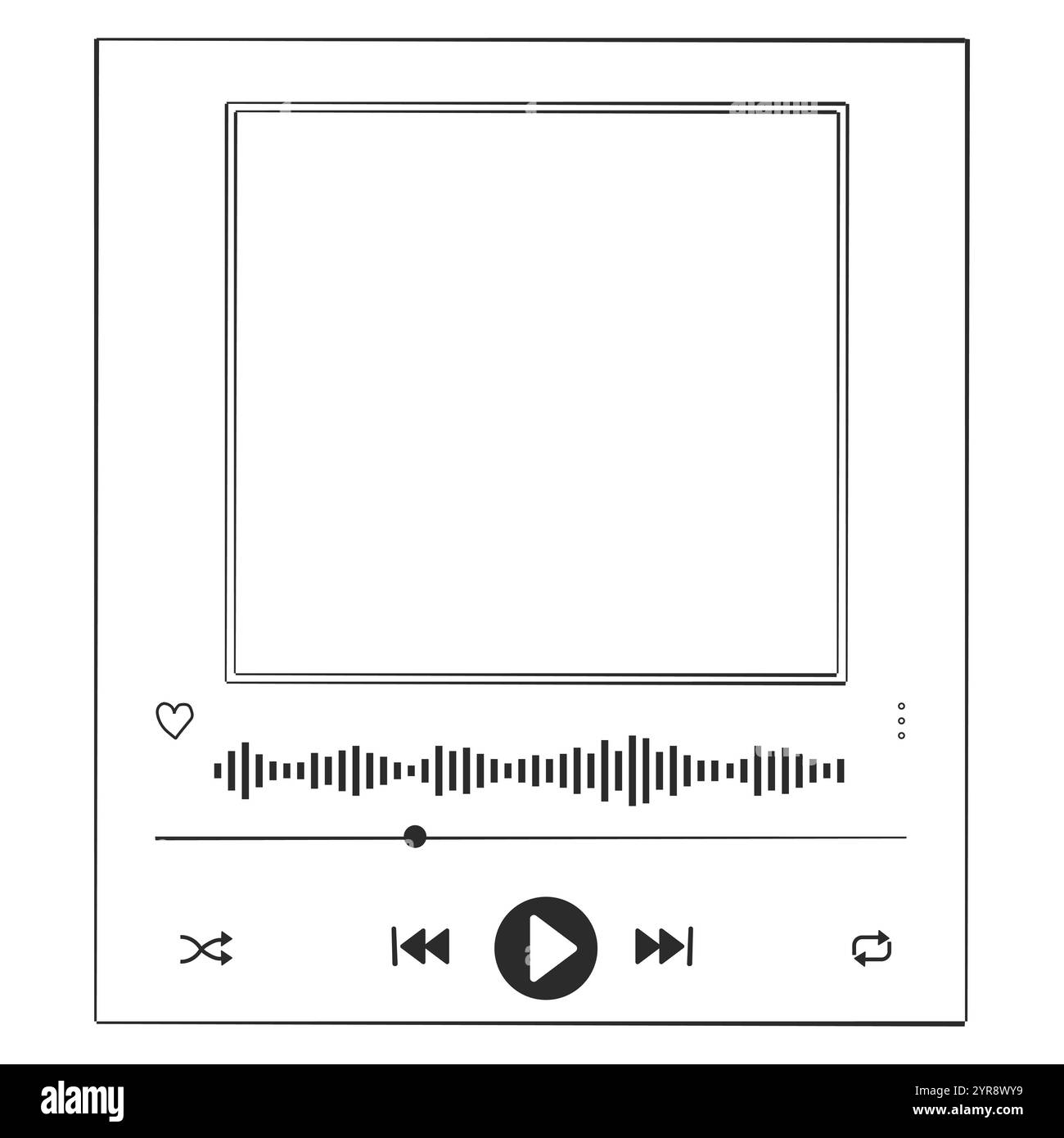 Music or video play interface bar icon, voice record display. Podcast playlist, play button. Song simple equalizer, record. Vector illustration Stock Vector