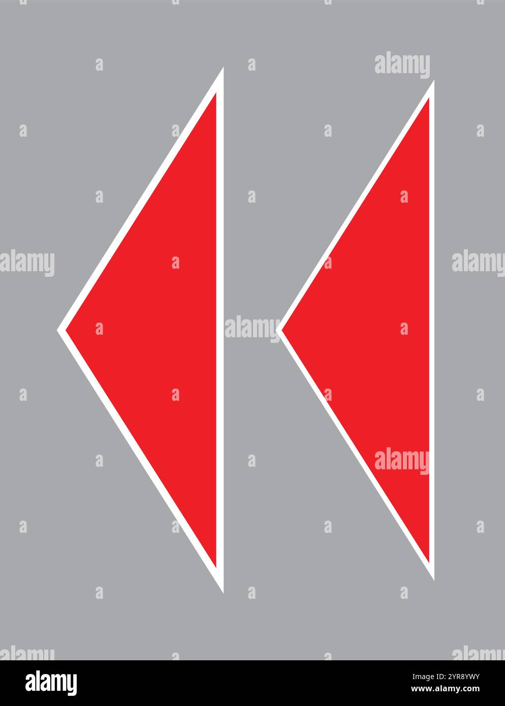 Red double back arrow icon navigation rewind symbol Stock Vector