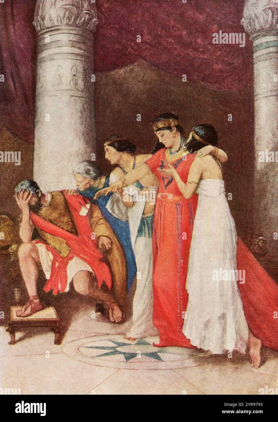 Illustration by J.H.F. Bacon, (1865-1914) for the William Shakespeare play Antony and Cleopatra. Antony. 'I have offended reputation, a most unnoble swerving.' Act III. Scene IX. From The Kingsway Shakespeare, published 1932 Stock Photo