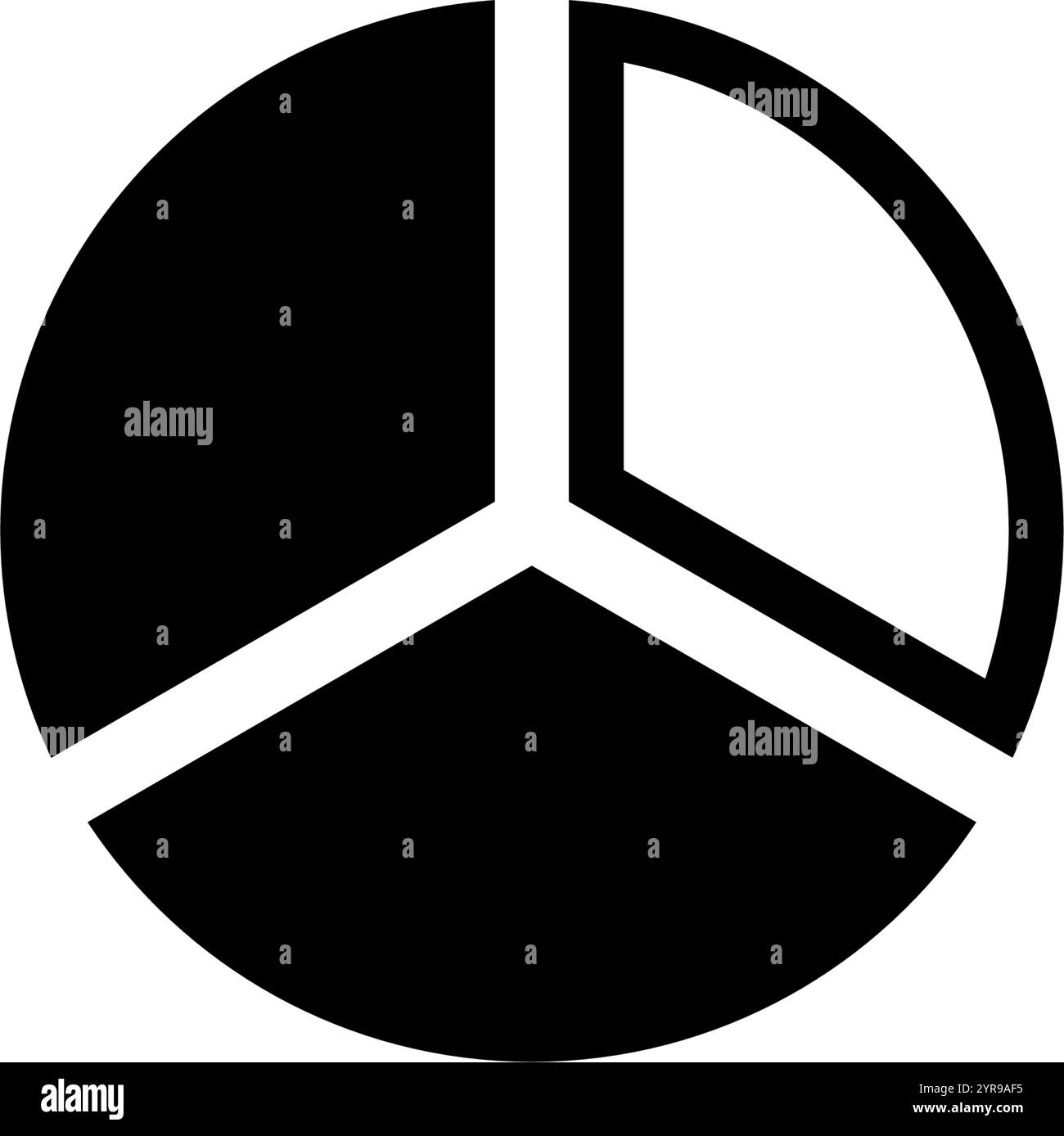 Simple black and white pie chart with three segments Stock Vector Image ...