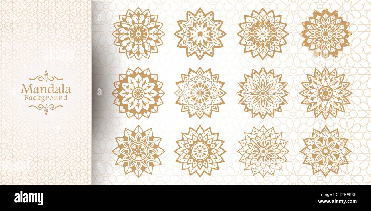 Luxury mandala background with golden arabesque pattern Arabic Islamic style Stock Vector
