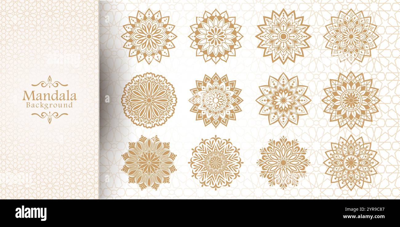 Luxury mandala background with golden arabesque pattern Arabic Islamic style Stock Vector