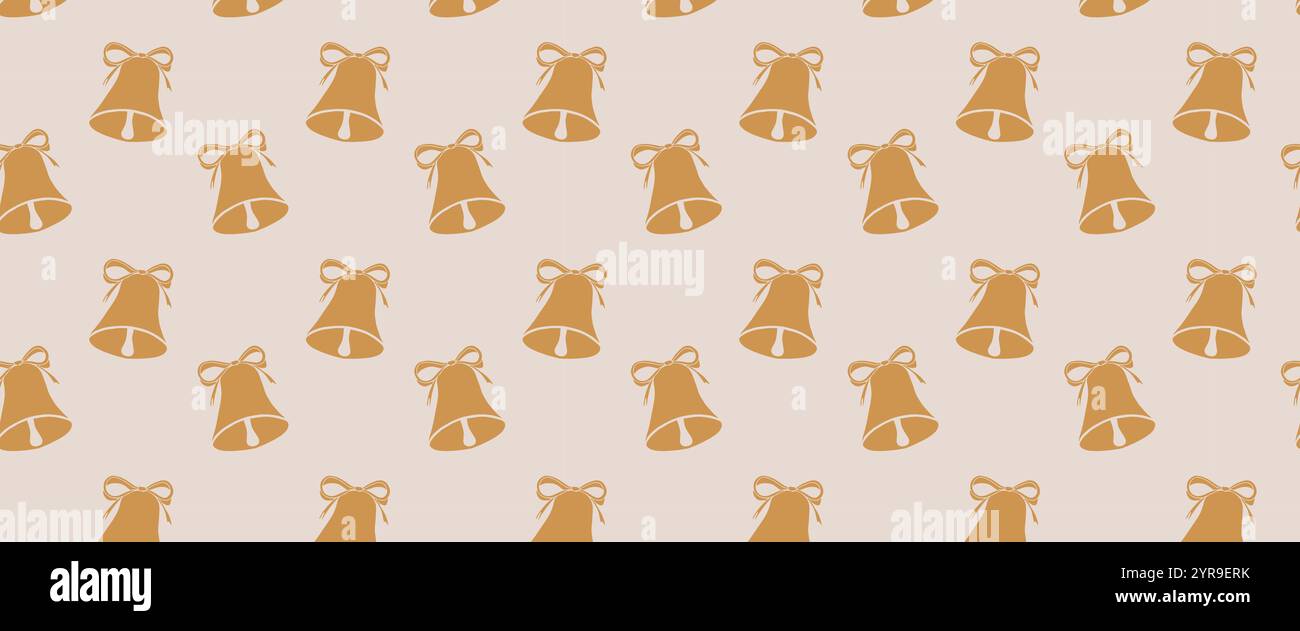 Christmas seamless pattern with golden bell Stock Vector