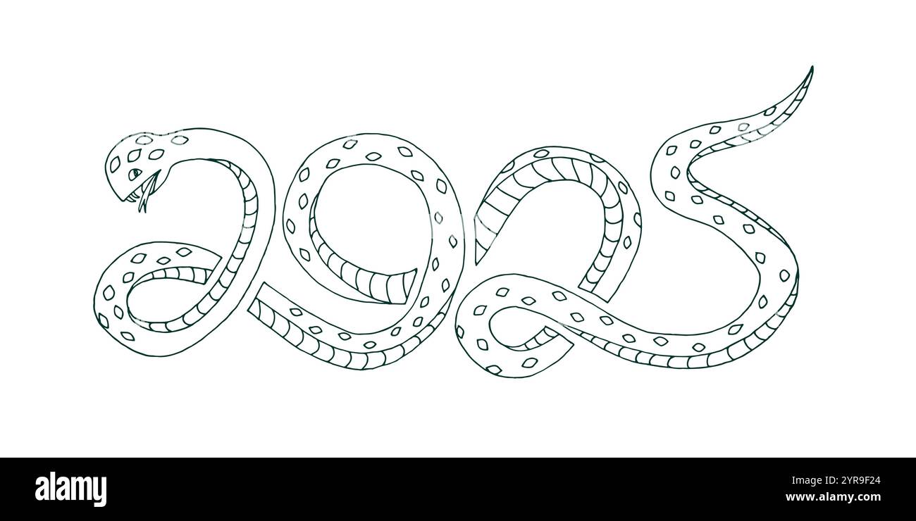 Happy chinese New Year 2025. Year of snake holiday banner with number. Stock Vector