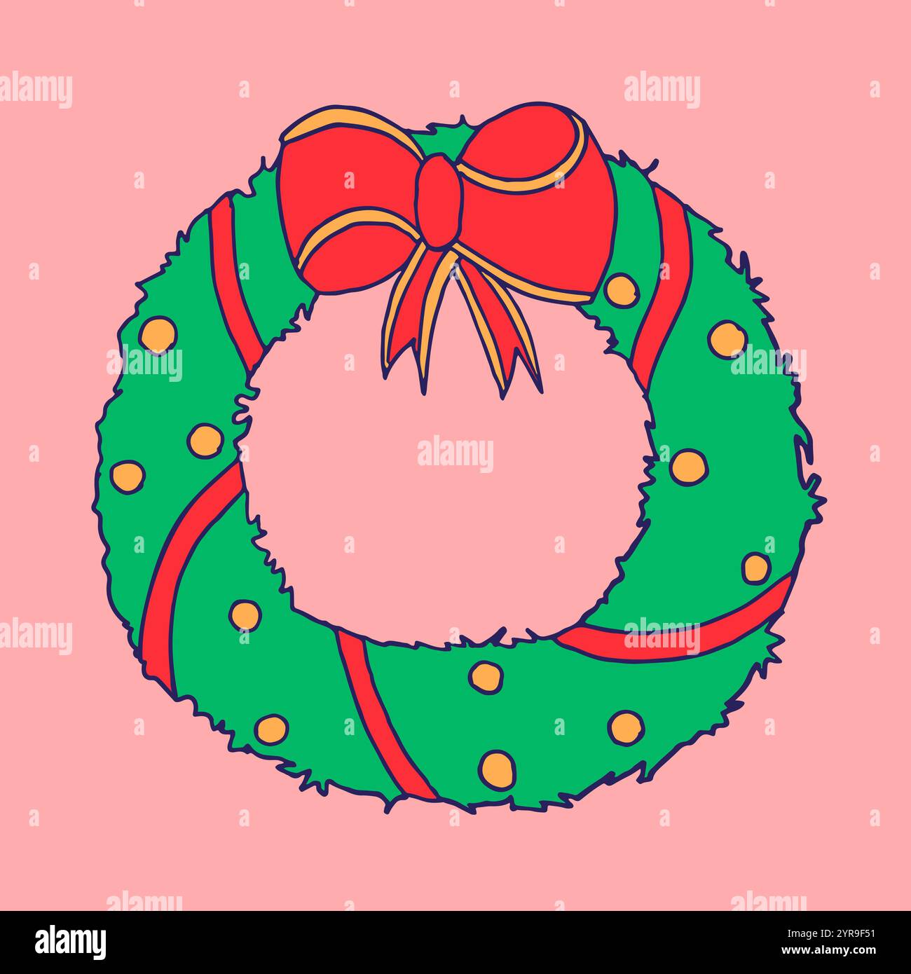 Doodle Christmas wreath icon. Stock Vector