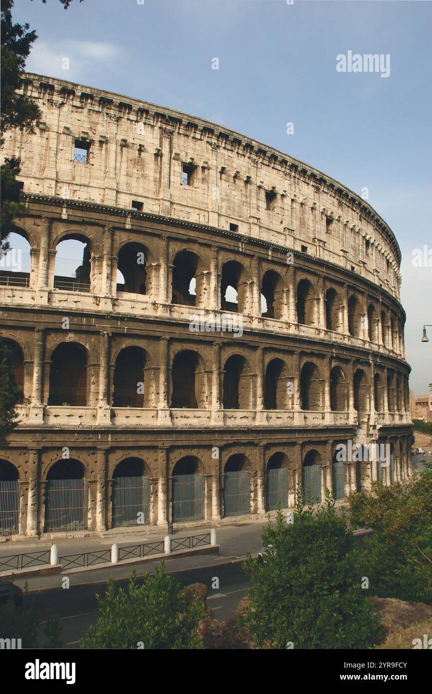 Roman Art. The Colosseum (Coliseum) or Flavian Amphitheatre. Its construction started between 70 and 72 AD under emperor Vespasian. Was completed in 8 Stock Photo