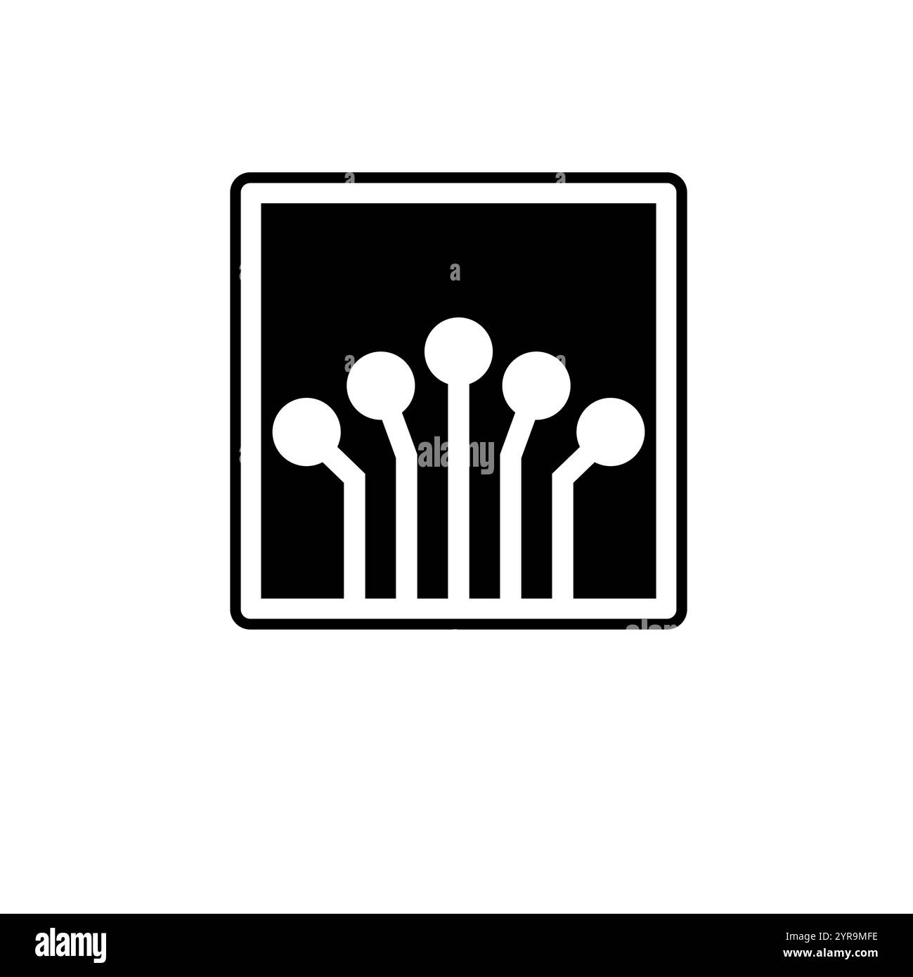 Circuit Board Technology, Electronic Tracks Solid Flat Vector Icon Isolated on White Background. Stock Vector
