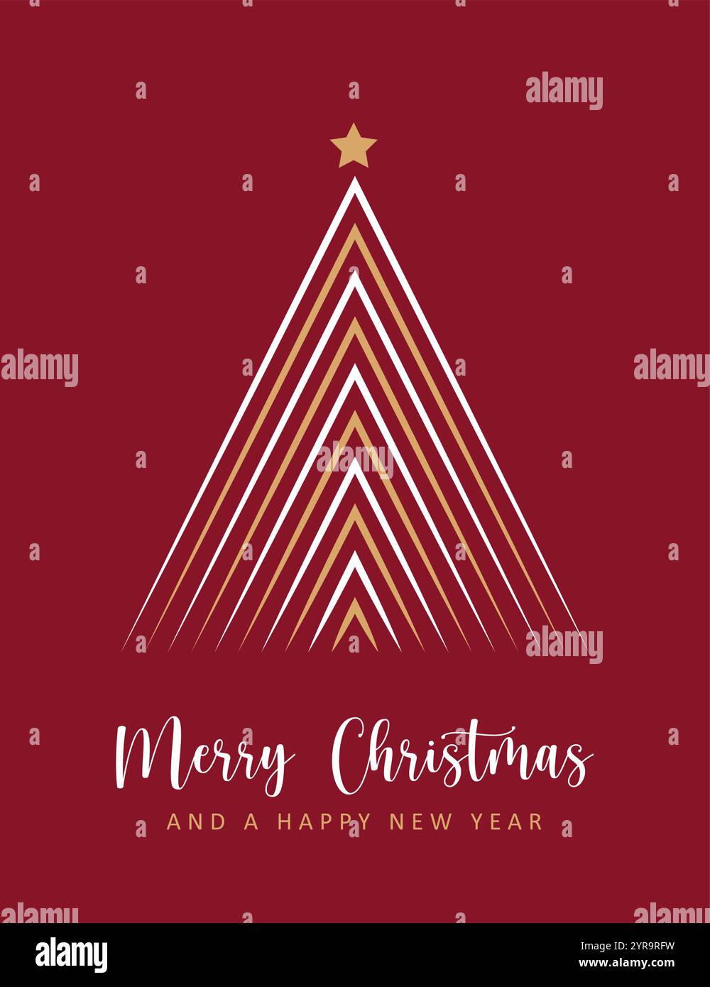 christmas greeting card with minimalistic fir tree vector illustration ...