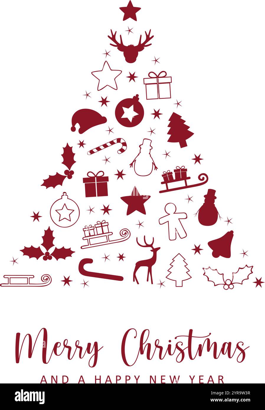 christmas greeting card with decorative fir tree vector illustration ...