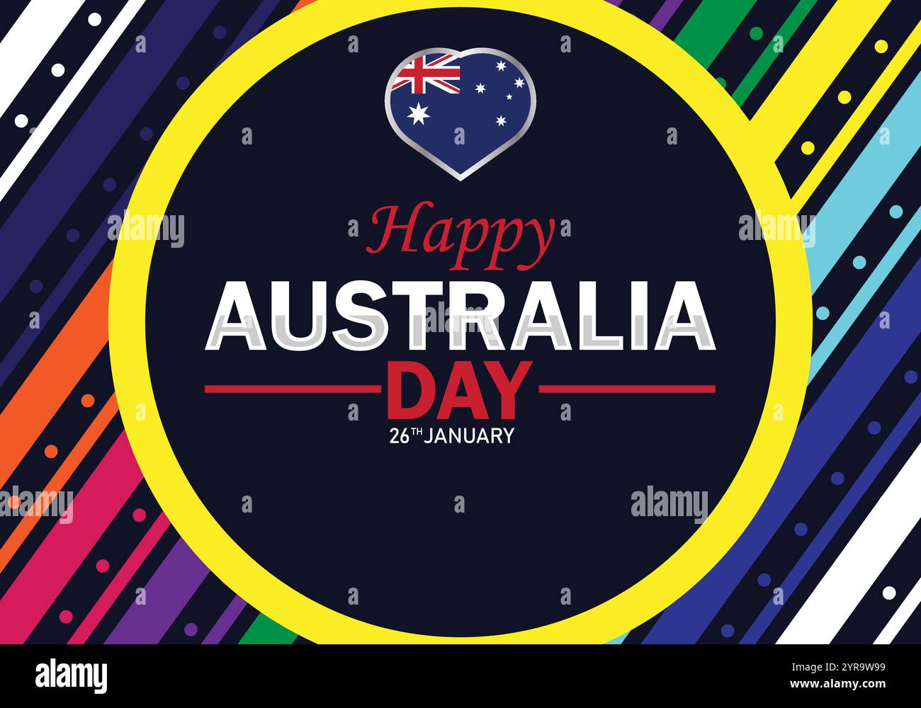 Happy Australia Day. 26 January. Holiday concept. Template for background, banner, card, poster with text inscription. Vector illustration Stock Vector