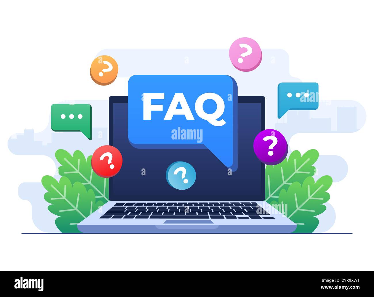 Frequently asked questions concept flat illustration vector template ...