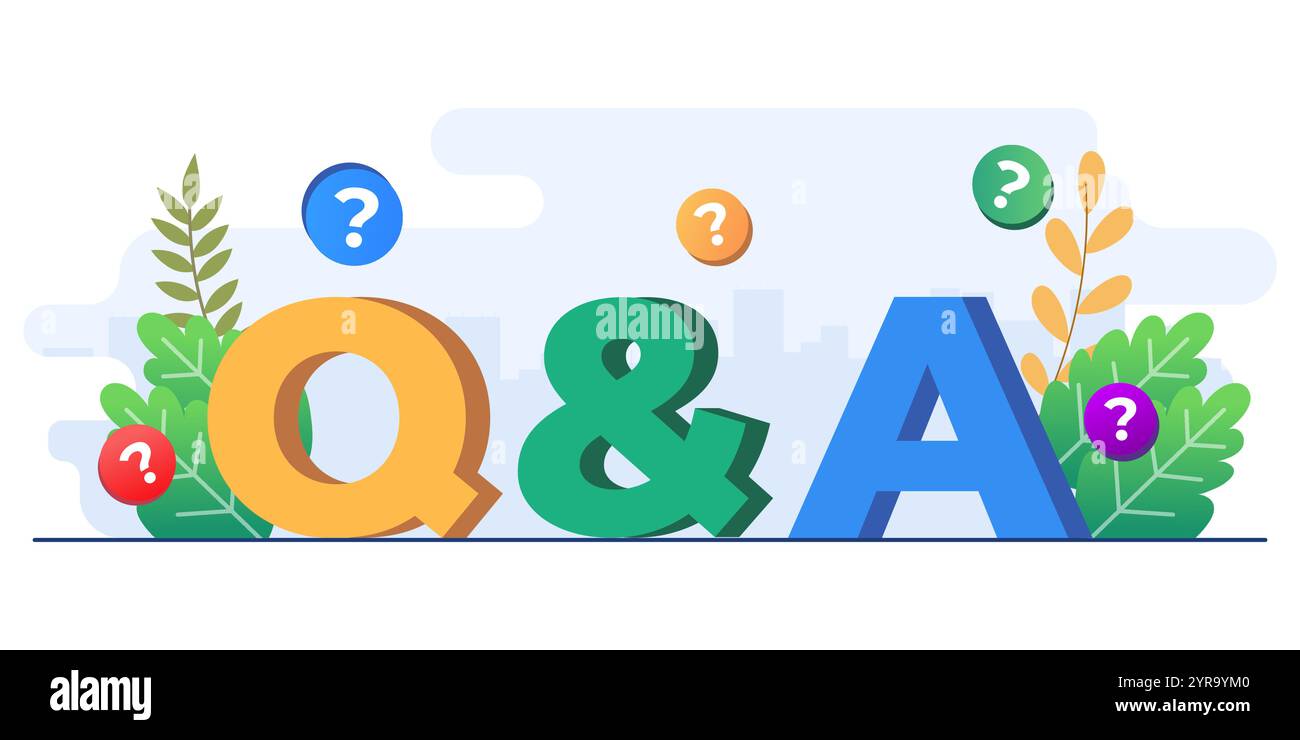 Questions and answers concept flat illustration vector template for web ...